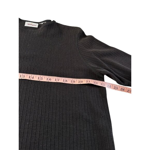 Worthington Sport Black Ribbed Knit Top Plus Size 2X Short Sleeve Basic Shirt - Picture 5 of 6